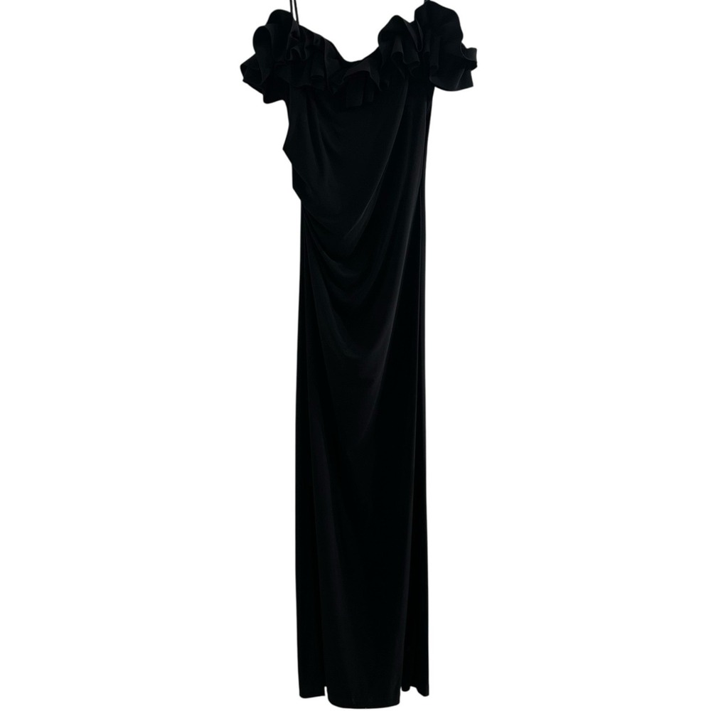 Xscape Black Ruffle Sleeve Sheath Gown Womens 14 Formal Evening‎ Dress